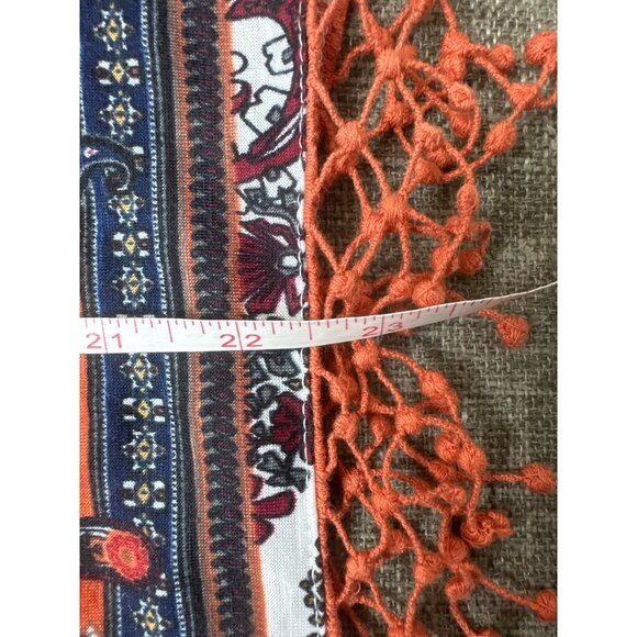 Womens Small Bohemian Style Short Sleeve Tunic Top With Tassels & Fringe Hem - Picture 7 of 7